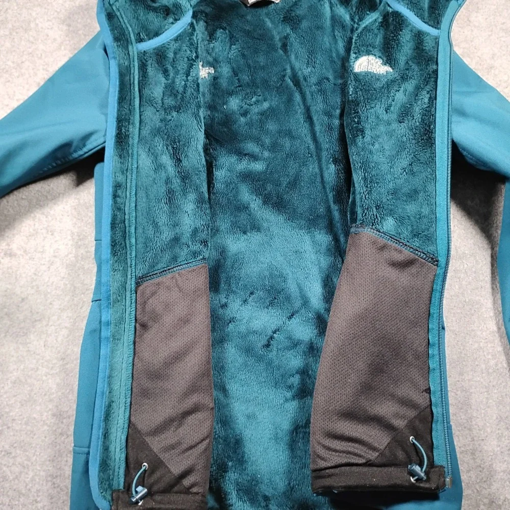 The North Face Wind Wall Softshell Jacket Women's S Teal Hooded High Pile Fleece
